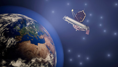 James Webb telescope in outer space.