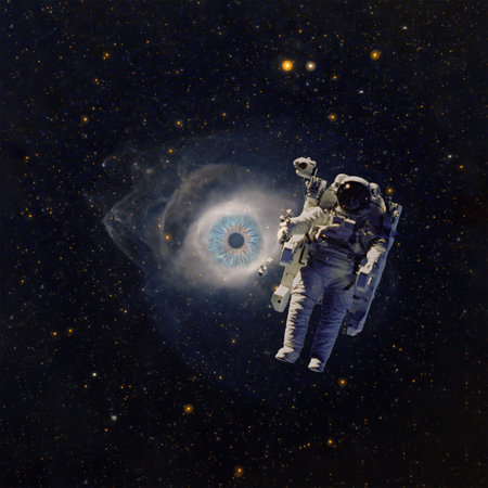 Helix Nebula NGC 7293. Illustration of human eye, the eye of god.  3d rendering.の写真素材
