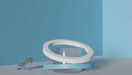 3d podium background platform with blue glass modern. Background 3d rendering crystal podium...