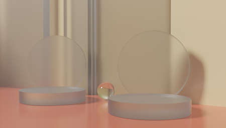 Conceptual abstract background with crystal podium for branding,identity and packing presentetation of your product on geometric background.Copy space. 3d rendering.の写真素材