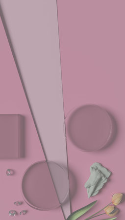 Conceptual abstract background with crystal podium for branding,identity and packing presentetation of your product on geometric background.Copy space. 3d rendering.の写真素材