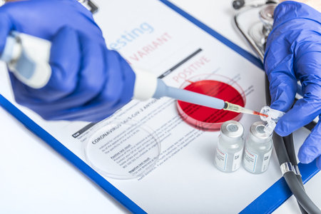 Omicron positive, antigen test kit positive with Omicron or BA.2 variant of COVID-19 coronavirus.