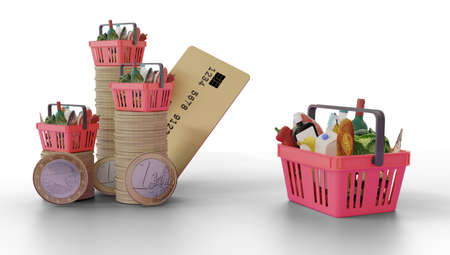 cost of food increases. increase in the cost of the shopping basket.の写真素材