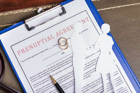 Prenuptial agreement. Family law, drafting of prenuptial agreement.の写真素材