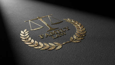 Law Firm Logo Design Template Element. For Lawyer and Justice Symbol Icon. 3d rendering.の写真素材