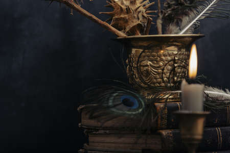 Magical night of spiritualism and black magic. Prediction of the future.の写真素材