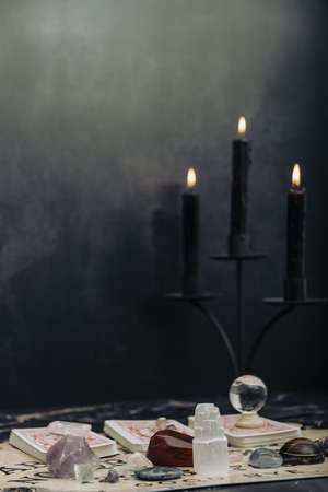 Seance of spiritualism and black magic. Prediction of the future.の写真素材
