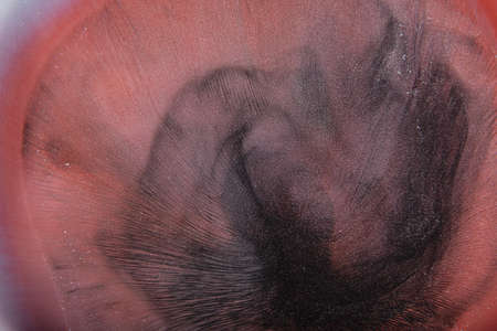 Black and red ink background, colorful fog, abstract swirling ocean, acrylic paint pigment underwater, white smoke.の写真素材