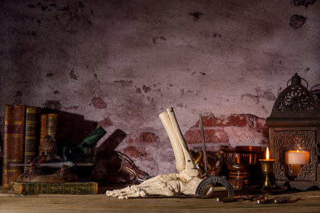 Vintage medical study desk. Traumatology and foot surgery study.の写真素材