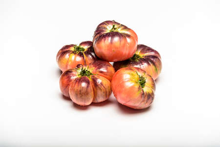 Few Green tiger tomato is wet.の写真素材