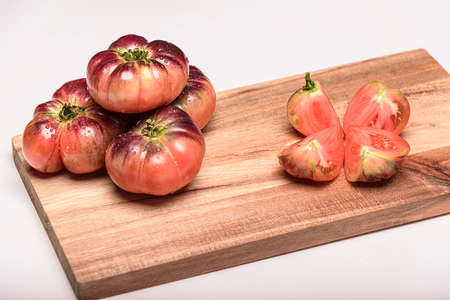 Few Green tiger tomato is wet.の写真素材