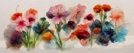 Luxury art in abstract flower style. Artistic design. The painter uses vibrant paints to create this magical floral artの写真素材