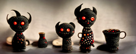 vodoo imps for halloween celebration party. cgi background.の写真素材