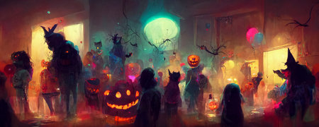 Halloween celebration party illustration, wallpaper, background, tickets and advertising.の写真素材