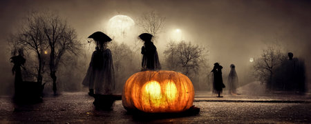 Halloween celebration party illustration, wallpaper, background, tickets and advertising.の写真素材
