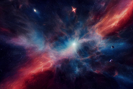 Outer space shooting star comet asteroid meteor planet astrology solar system galaxy universeの写真素材