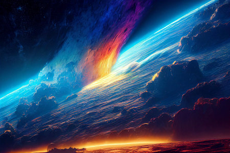 Black hole Slowly rotating in Space. The event horizon of black holeの写真素材