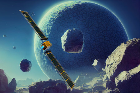 Astronaut spaceman do spacewalk while working for space station in outer space. Astronaut wear full spacesuit for space operation. Elements of this image furnished by space astronaut photosの写真素材