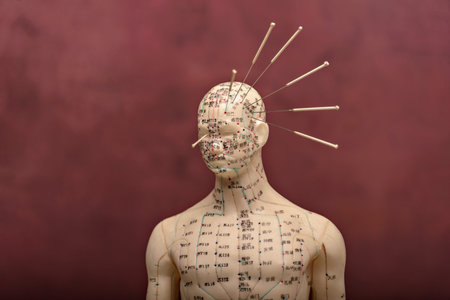 acupuncture model with needles in the head