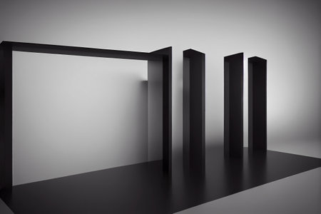 Reworked modern architecture photo featuring spacious empty area for text placement. Abstract business interior in minimalism or hi-tech design. 3d renderingの写真素材