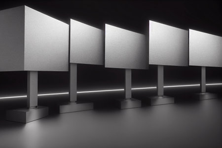 Reworked modern architecture photo featuring spacious empty area for text placement. Abstract business interior in minimalism or hi-tech design. 3d renderingの写真素材
