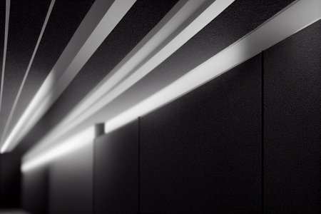 Reworked modern architecture photo featuring spacious empty area for text placement. Abstract...
