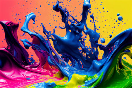 Abstract art background. Colorful acrylic ornament or pattern on canvas with different strokes, spots and shapes. Digital design element for wallpaper. Modern or Contemporary Art and Oil Painting.の写真素材