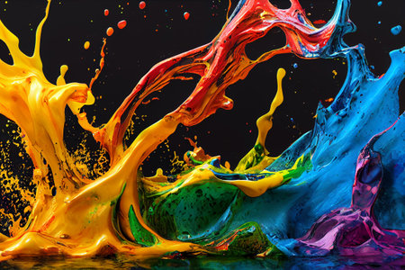 Colorful powder explosion on black background. ART CGI.の写真素材