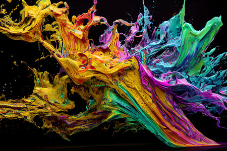 Colorful powder explosion on black background. ART CGI.の写真素材