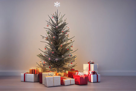 Happy Holiday, A beautiful living room decorated for Christmas.の写真素材
