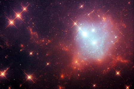 Endless universe with stars and galaxies in outer space. Cosmos art. Illustrations.の写真素材