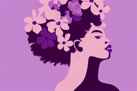 portrait of a young Black Woman with a beautiful hairstyleの写真素材