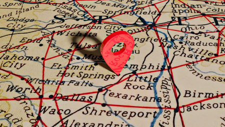 Location pin over the map of United States of America.の写真素材
