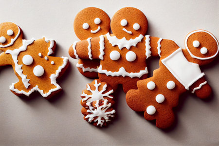 Christmas homemade gingerbread cookies on table