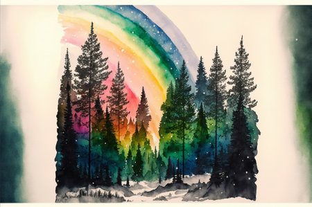 A colorful abstract background image of a coniferous forest.の素材