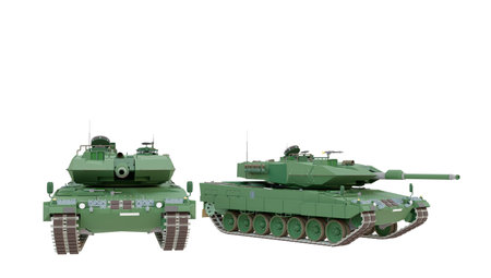 Army tank, leopard 2a4, main tank, for armored infantry and cavalry units with white background. 3d renderingの写真素材