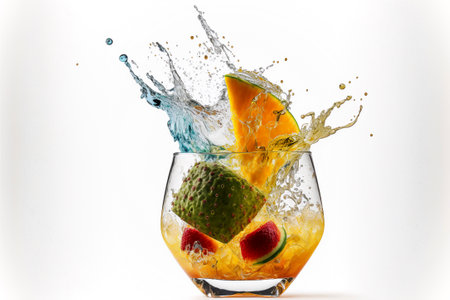 Summer alcoholic fruity cocktails isolated on white. Ai generative.の素材