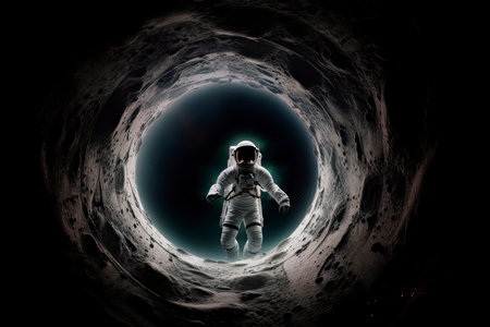 Astronaut coming out of a black hole. aigenerativeの素材
