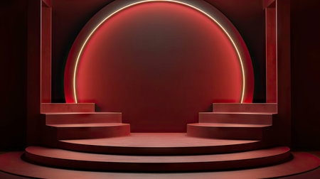 Minimal empty platform podium scene for product presentation mockup, 3d renderingの写真素材