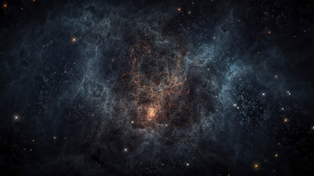 Glowing huge nebula with young stars. Space background. aigenerativeの素材
