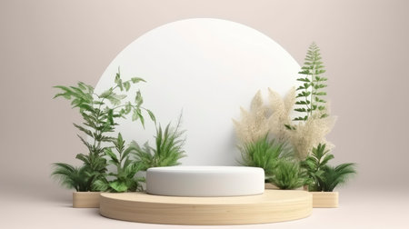 Natural beauty podium backdrop with summer tropical plants.の素材
