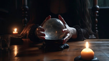 fortune teller with her crystal ball.の素材