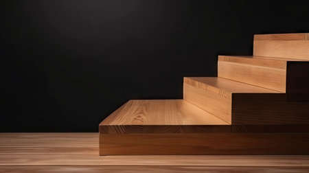 wood podium presentation mock up, Wooden show cosmetic product display stage pedestal designの素材
