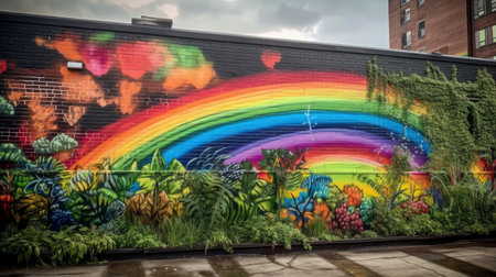 Colorful graffiti on a wall in Brooklyn, New York.の素材
