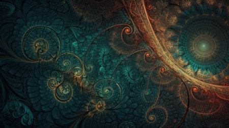 Abstract fractal. Fractal art background for creative design. Decoration for wallpaper, desktop, poster, cover booklet. Print for clothes, t-shirt. Creative illustration for designの素材