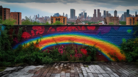 Colorful graffiti on a wall in Brooklyn, New York Cityの素材