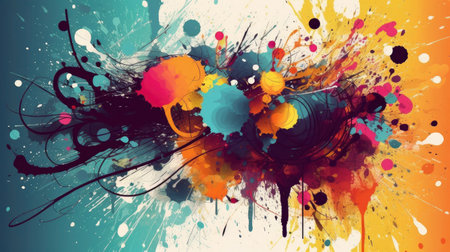 abstract grunge background with colorful splashes and blots.の素材