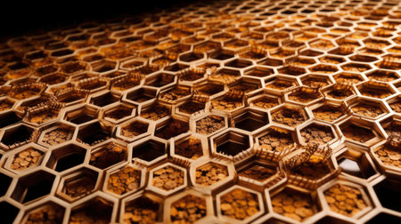 Bee honeycombs close up. Honeycomb pattern. Beekeeping concept.の素材