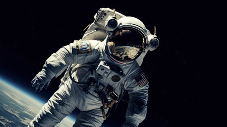 Astronaut spaceman do spacewalk while working for space station.の素材