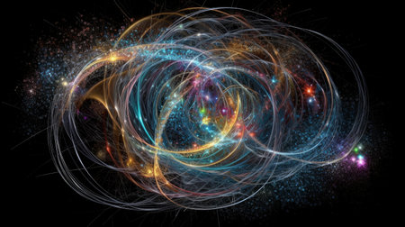 abstract fractal on black background, digital artwork for creative graphic designの素材